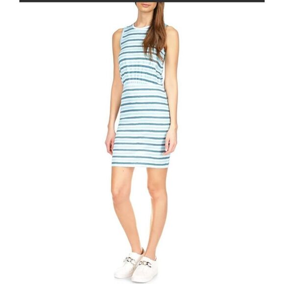 Michael Kors Teal Ikat Sleeveless Mini Dress - Picture 1 of 12